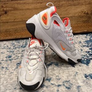 Nike White and Orange Zoom 2K Sneakers